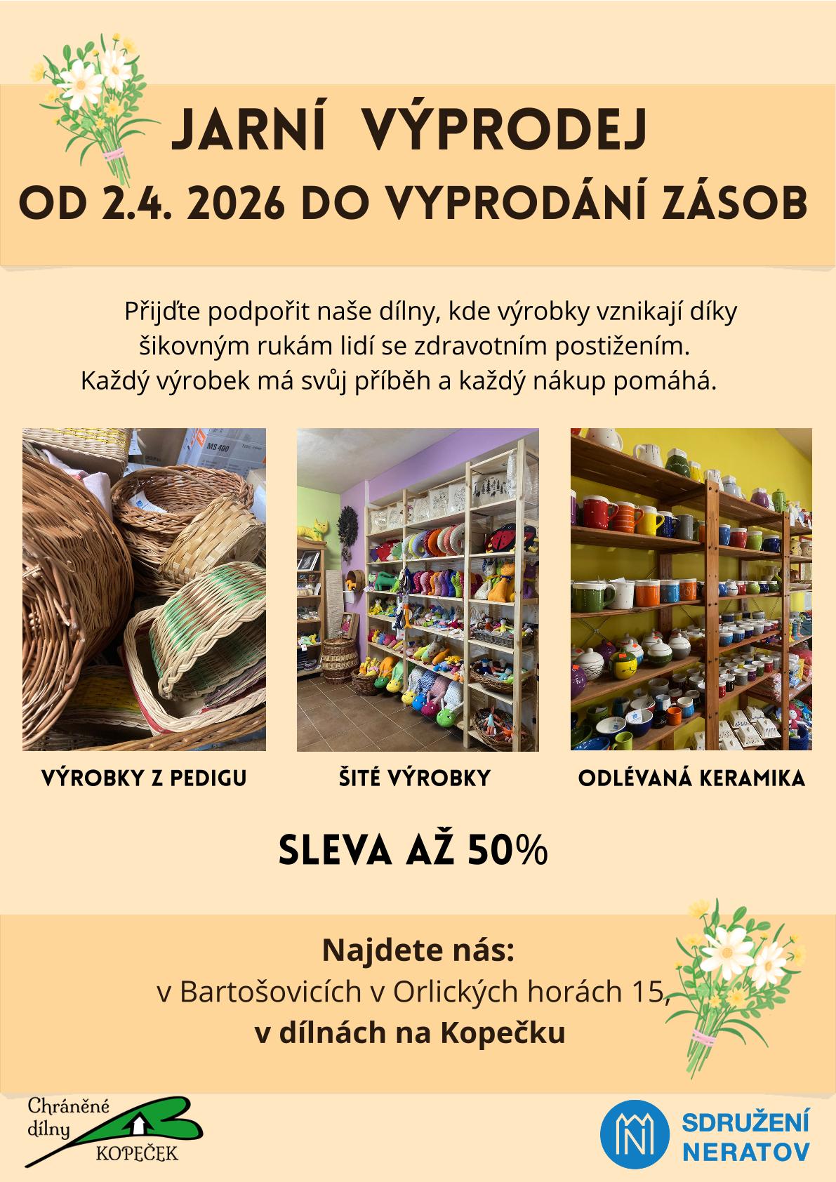 Výprodej výrobků z našich dílen